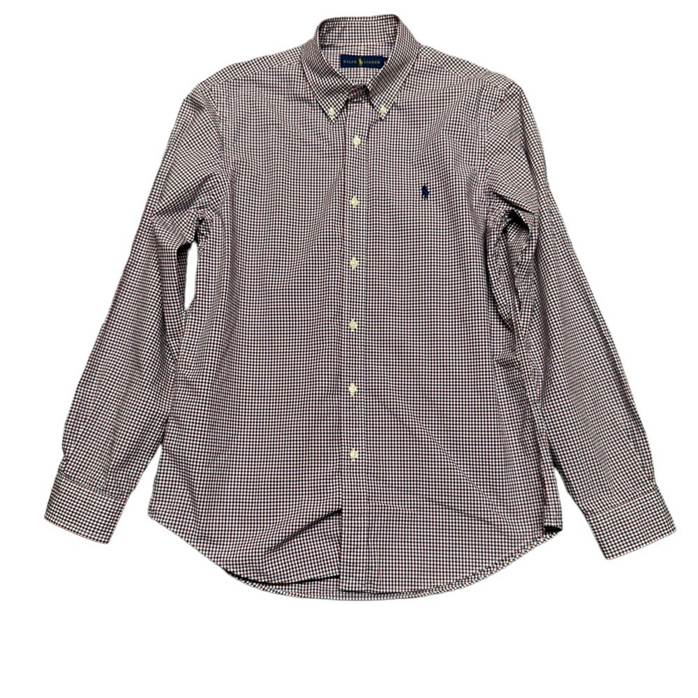 Ralph Lauren Gingham Check Cotton Shirt Button Down Long‎ Sleeve Mens Med Preppy
